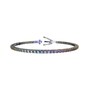 Bracciale Tennis quadro in oro Bianco 18kt con Rainbow 1,72ct