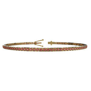 Bracciale Tennis diamantato in Oro Giallo 18 kt con Rubini 1,02ct