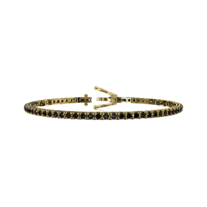 Bracciale Tennis quadro in oro Giallo 18kt con Diamanti neri 1,72ct