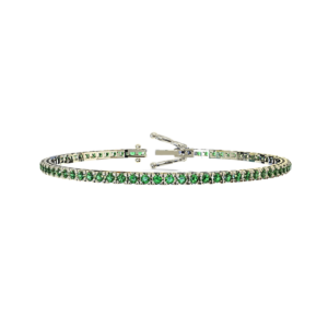 Bracciale Tennis quadro in oro Bianco 18kt con Smeraldi 4,00ct