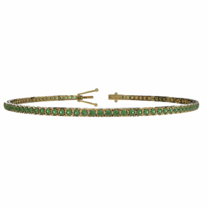 Bracciale Tennis diamantato in Oro Giallo 18 kt con Smeraldi 1,02ct