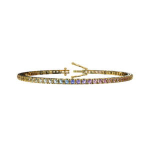 Bracciale Tennis quadro in oro Giallo 18kt con Rainbow 1,72ct
