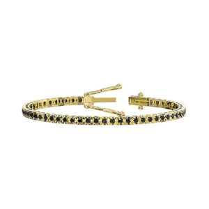 Bracciale Tennis diamantato in Oro Giallo 18 kt con Diamanti neri 1,60ct