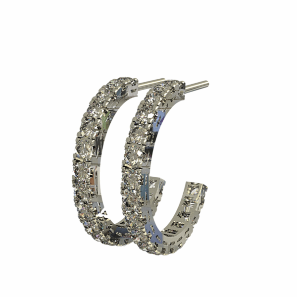 Orecchini a cerchio aperto Quadro in Oro Bianco 18 kt con Diamanti Lab-Grown, 2.00 cm