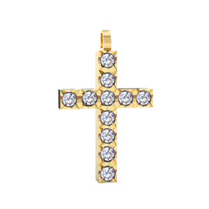 Ciondolo Croce tennis Diamantato in Oro Giallo 18 kt con Diamanti
