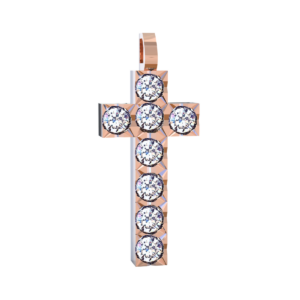 Ciondolo Croce tennis Diamantato in Oro Rosa 18 kt con Diamanti Lab-Grown