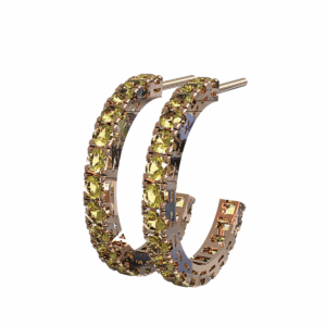 Orecchini a cerchio aperto Quadro in Oro Rosa 18 kt con Diamanti Fancy, 2.00 cm