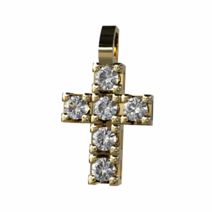 Ciondolo Croce tennis in Oro Giallo 18 kt con Diamanti Lab-Grown