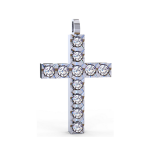 Ciondolo Croce tennis Diamantato in Oro Bianco 18 kt con Diamanti