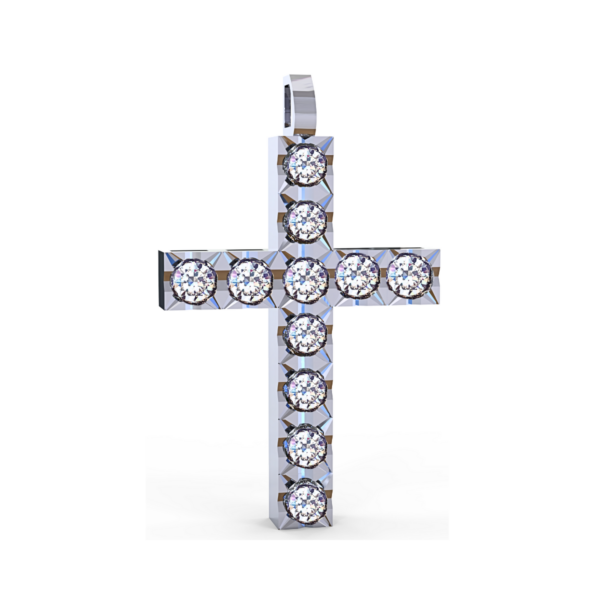 Ciondolo Croce tennis Diamantato in Oro Bianco 18 kt con Diamanti Lab-Grown