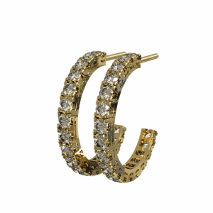 Orecchini a cerchio aperto Quadro in Oro Giallo 18 kt con Diamanti Lab-Grown, 2.00 cm