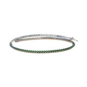 Collana tennis Quadro in Oro Rosa 18 kt con Smeraldi