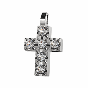 Ciondolo Croce tennis Diamantato in Oro Bianco 18 kt con Diamanti