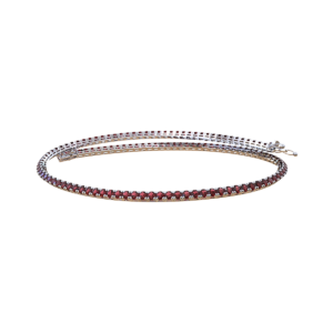 Collana tennis Quadro in Oro rosa 18 kt con Rubini