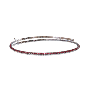 Collana tennis Diamantata in Oro Bianco 18 kt con Rubini