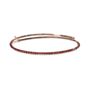 Collana tennis Diamantata in Oro Rosa 18 kt con Rubini