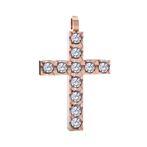 Ciondolo Croce tennis Diamantato in Oro Rosa 18 kt con Diamanti