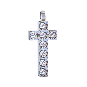 Ciondolo Croce tennis Diamantato in Oro Bianco 18 kt con Diamanti