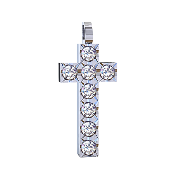 Ciondolo Croce tennis Diamantato in Oro Bianco 18 kt con Diamanti