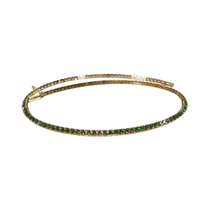 Collana tennis Diamantata in Oro Giallo 18 kt con Smeraldi