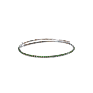 Collana tennis Diamantata in Oro Bianco 18 kt con Smeraldi