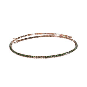 Collana tennis Diamantata in Oro Rosa 18 kt con Smeraldi