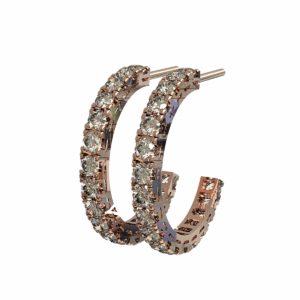 Orecchini a cerchio aperto Quadro in Oro Rosa 18 kt con Diamanti Lab-Grown, 2.00 cm