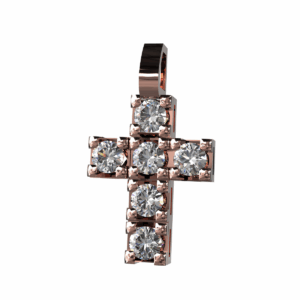 Ciondolo Croce tennis in Oro Rosa 18 kt con Diamanti Lab-Grown