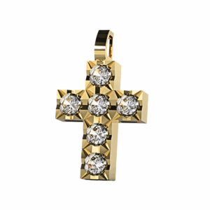 Ciondolo Croce tennis Diamantato in Oro Giallo 18 kt con Diamanti