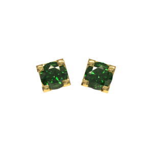 Orecchini punto luce Diamantato in Oro Giallo 18 kt con Smeraldi