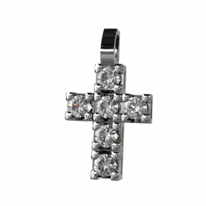 Ciondolo Croce tennis in Oro Bianco 18 kt con Diamanti