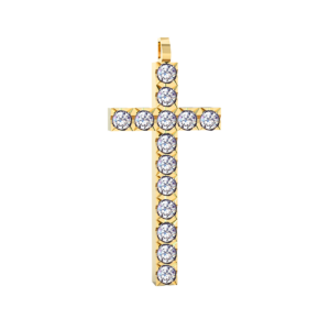 Ciondolo Croce tennis Diamantato in Oro Giallo 18 kt con Diamanti