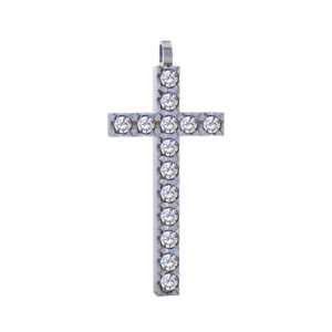 Ciondolo Croce tennis Diamantato in Oro Bianco 18 kt con Diamanti