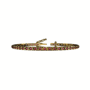 Bracciale Tennis Piramide in Oro Giallo 18 kt con Rubini  - S000