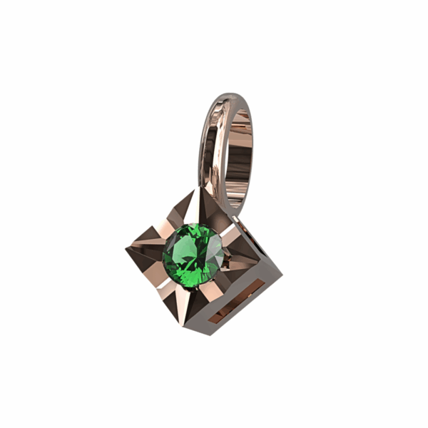 Ciondolo Punto Luce tennis Diamantato in Oro Rosa 18 kt con Smeraldi