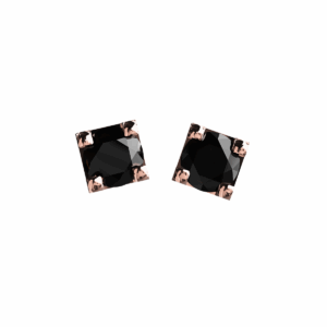 Orecchini punto luce Quadro in Oro Rosa 18 kt con Diamanti neri