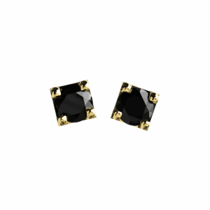 Orecchini punto luce Diamantato in Oro Giallo 18 kt con Diamanti neri