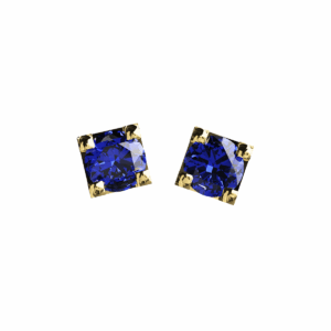 Orecchini punto luce Diamantato in Oro Giallo 18 kt con Zaffiri