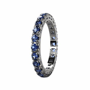 Anello Eternity Piramide in Oro Bianco 18 kt con Zaffiri