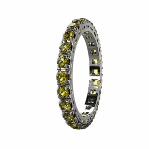Anello Eternity Piramide in Oro Bianco 18 kt con Diamanti Fancy
