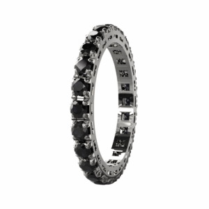 Anello Eternity Piramide in Oro Bianco 18 kt con Diamanti neri
