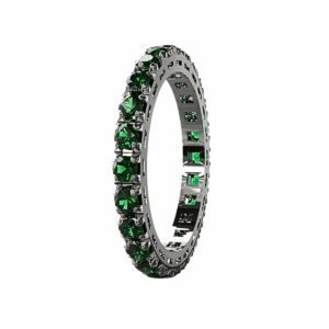 Anello Eternity Piramide in Oro Bianco 18 kt con Smeraldi
