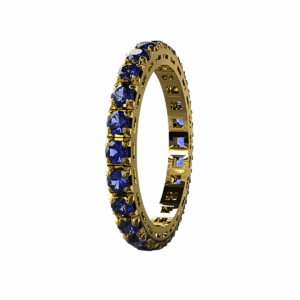 Anello Eternity Piramide in Oro Giallo 18 kt con Zaffiri