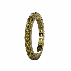 Anello Eternity Piramide in Oro Giallo 18 kt con Diamanti Fancy
