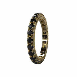 Anello Eternity Piramide in Oro Giallo 18 kt con Diamanti neri