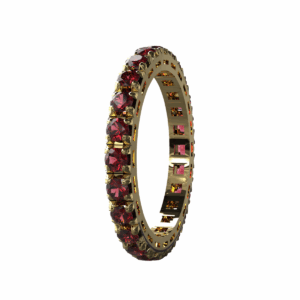 Anello Eternity Piramide in Oro Giallo 18 kt con Rubini