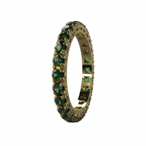 Anello Eternity Piramide in Oro Giallo 18 kt con Smeraldi