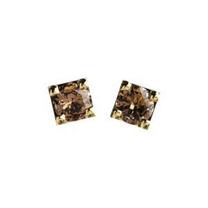 Orecchini punto luce Diamantato in Oro Giallo 18 kt con Diamanti Brown
